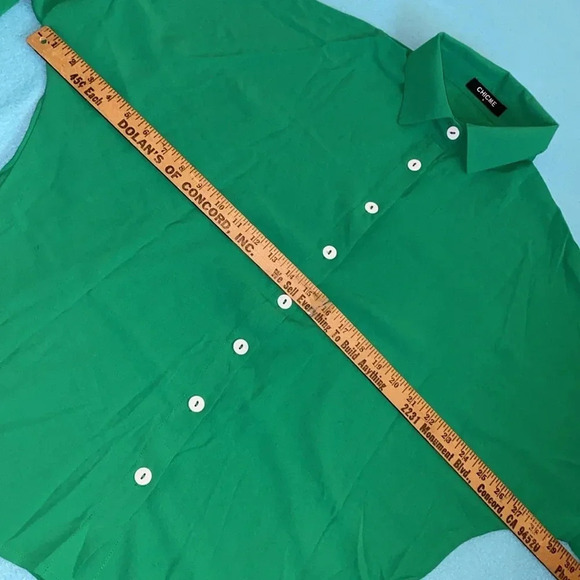 CHICME dolman long sleeve button up collared blouse top beautiful green size S - Picture 7 of 8
